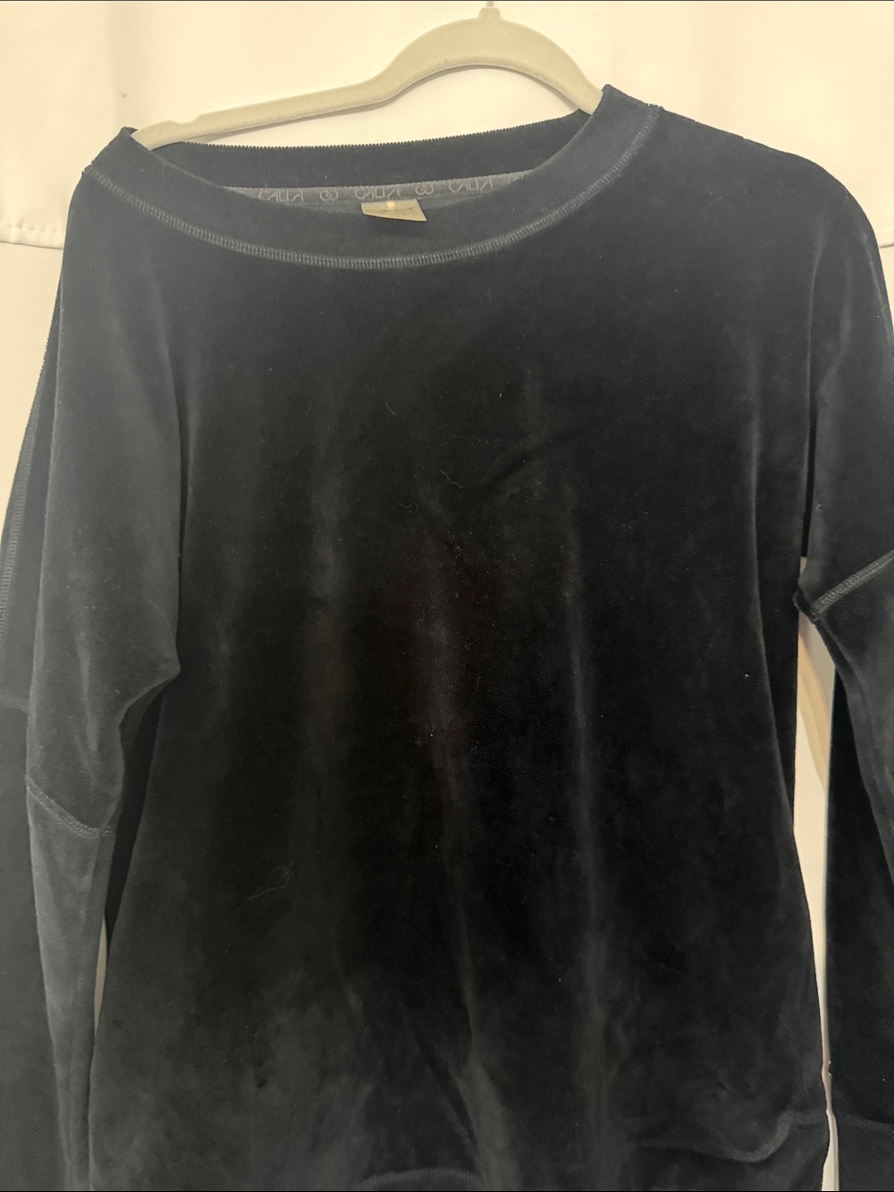 Calia Velvet Crewneck Sweater - Black